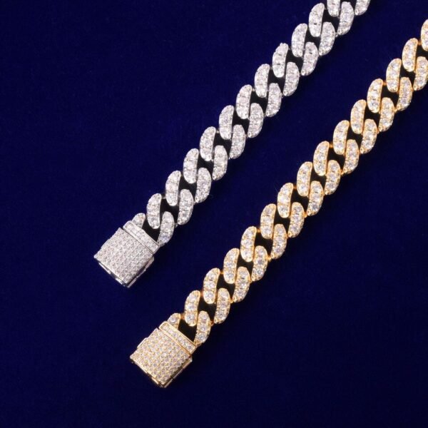 Bracelet cubain doré 10mm avec zircon - 5