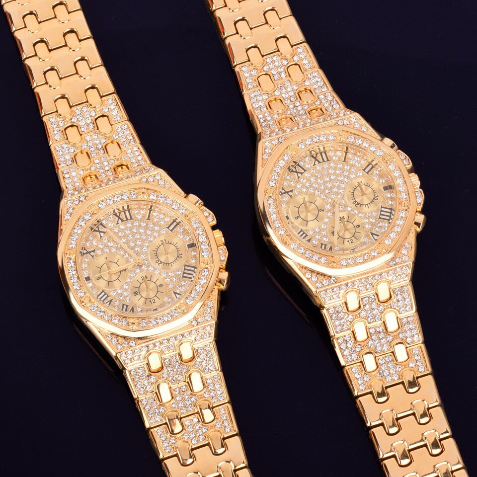 Gold Watch with Rhinestones - 6