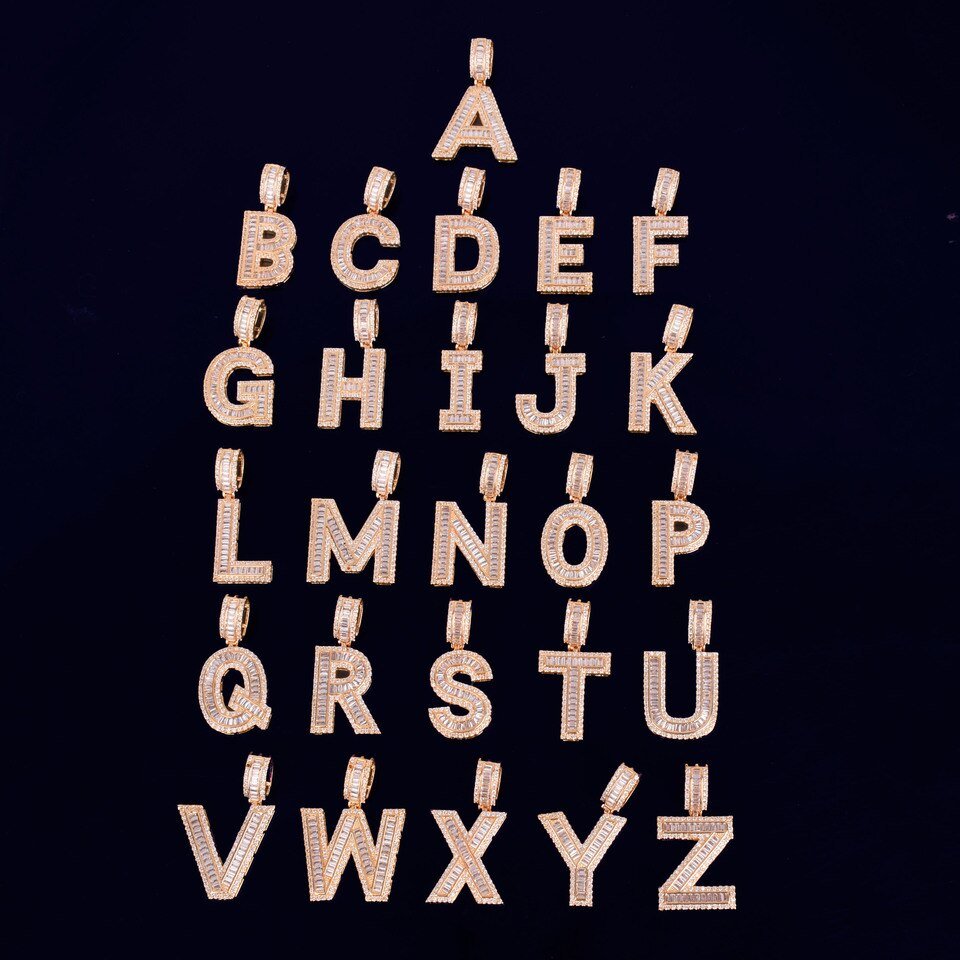 Tennis Chain Letter Necklace Set - 4