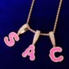 Blue and Pink Letter Pendant Necklace