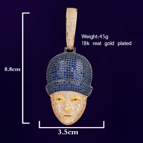 Pendentif Visage en Zircon Bleu - 3