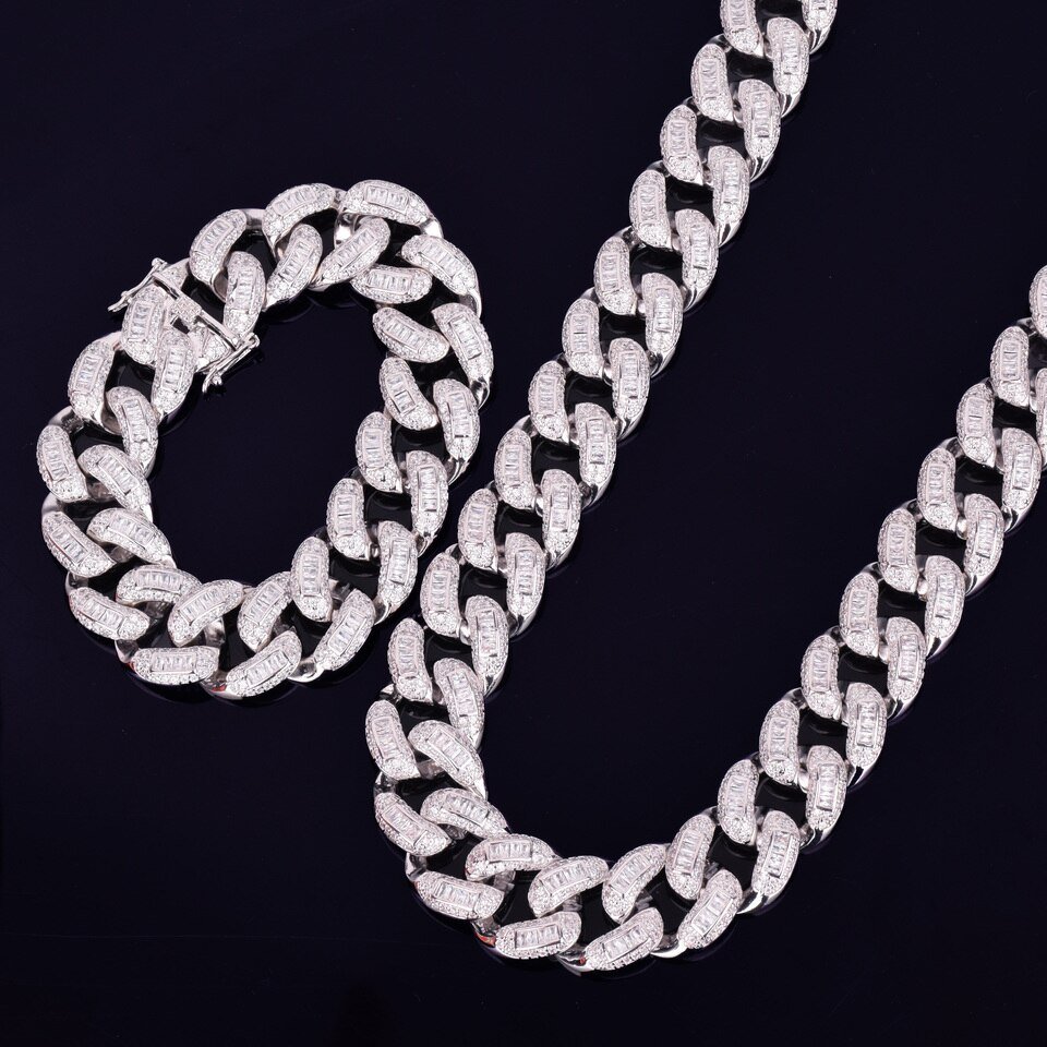 Cuban Chain Necklace and Bracelet Set - 2