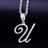 Gold Cursive Letter Pendant Necklace - 3