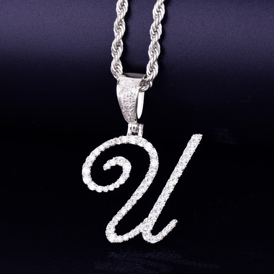 Collier Pendentif Lettre Cursive Doré - 3