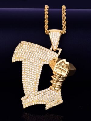 Gold Screw Necklace with Zircon