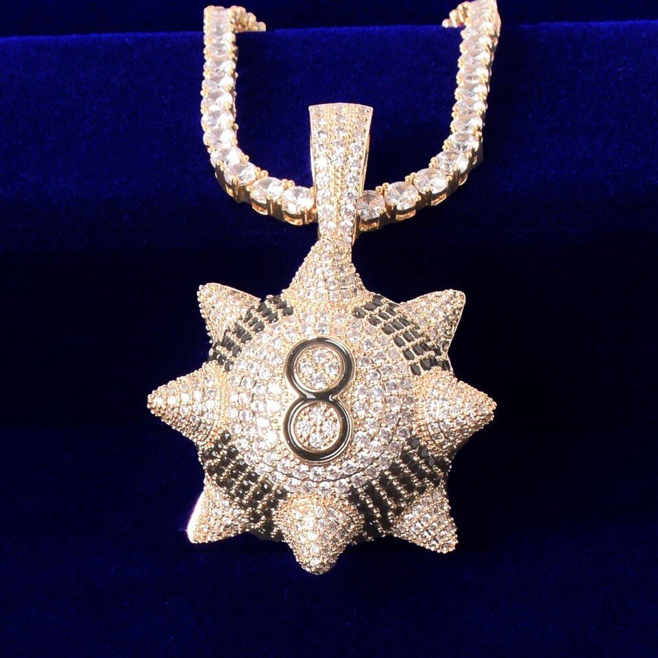 Spiked Ball Pendant with Cubic Zirconia - 5