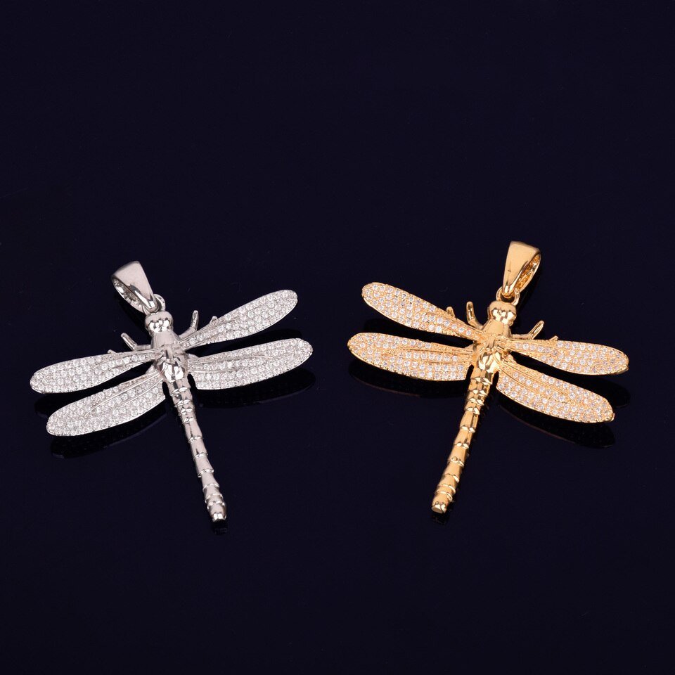 Golden Dragonfly Necklace with Zircon - 5