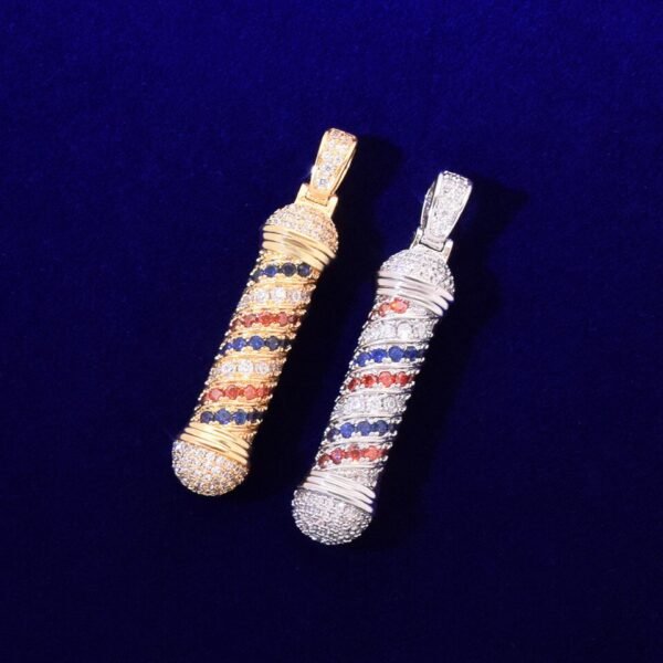 Pendentif cylindrique pour hommes doré - 3
