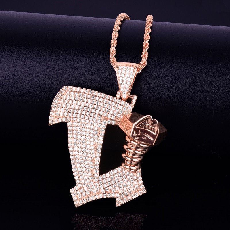 Gold Screw Necklace with Zircon - 6