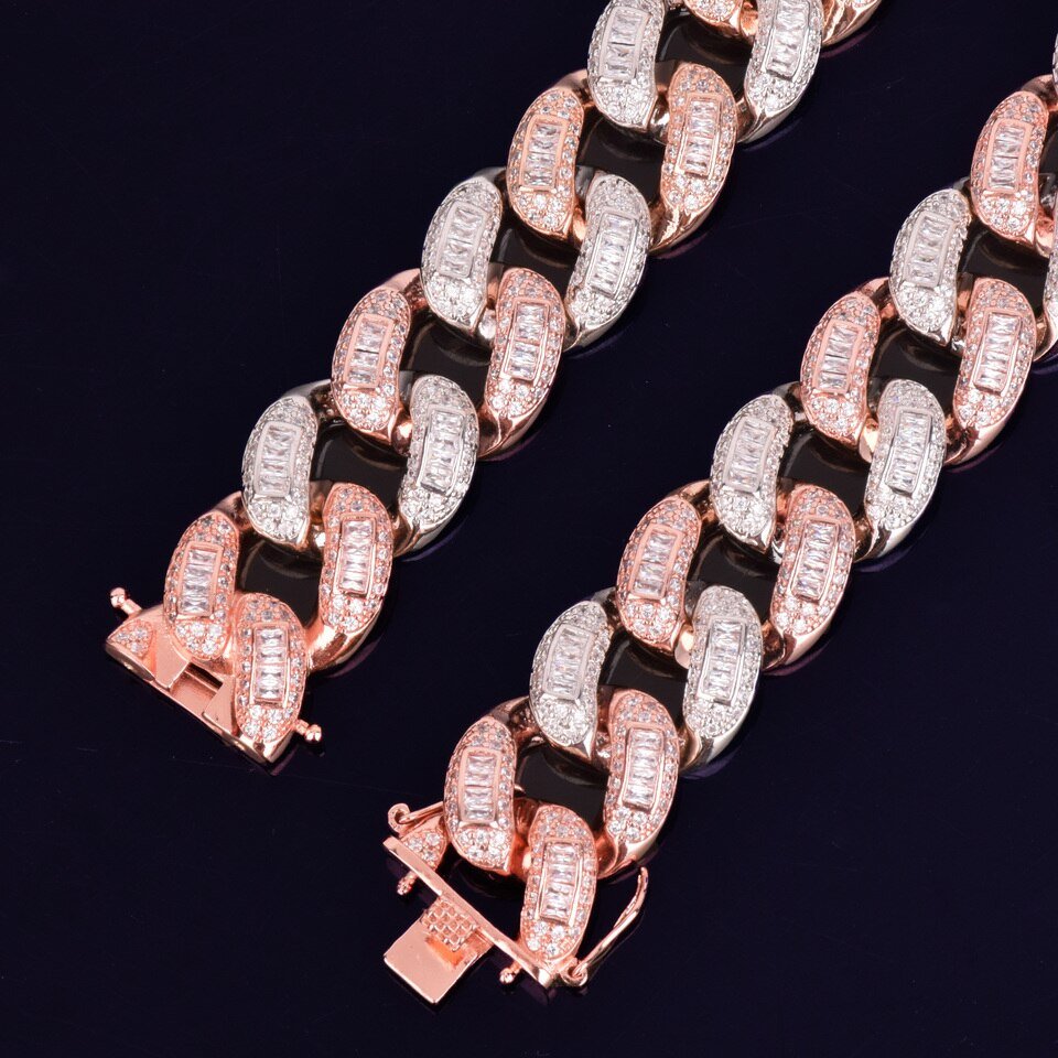 Cuban Link Chain Necklace with Baguette Letters - 5