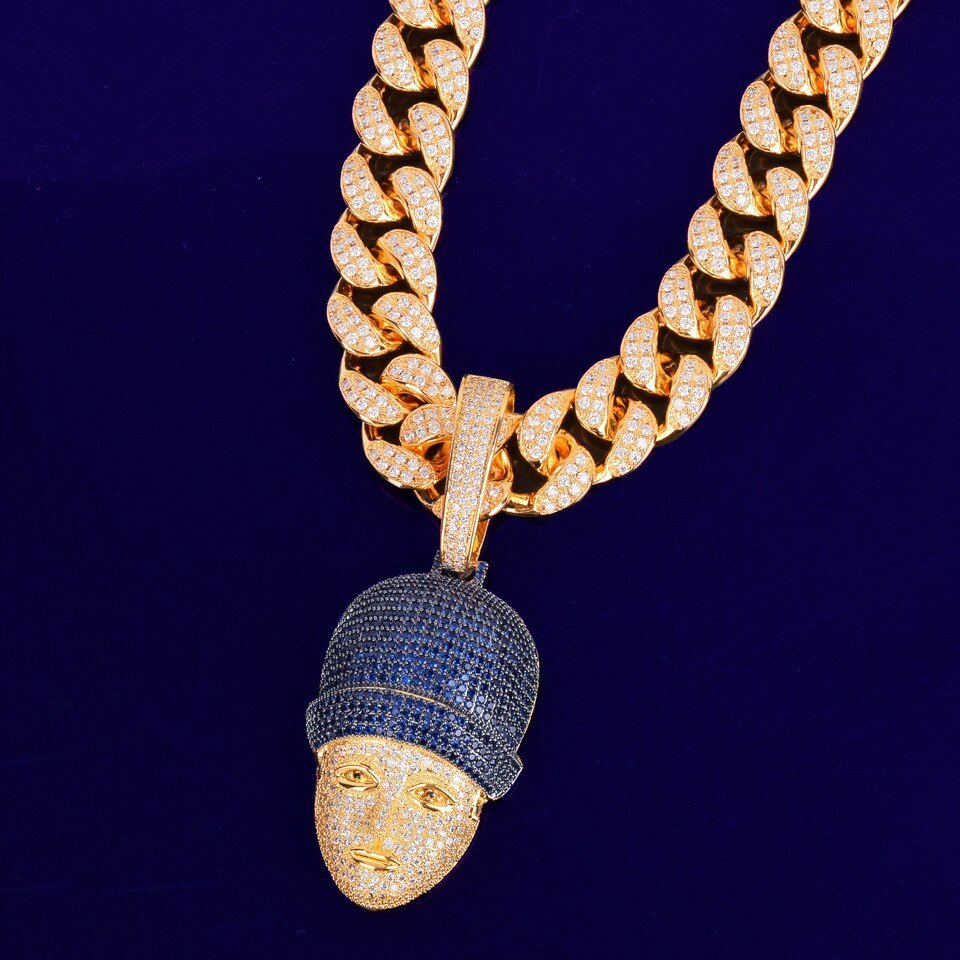 Blue Zircon Face Pendant - 2