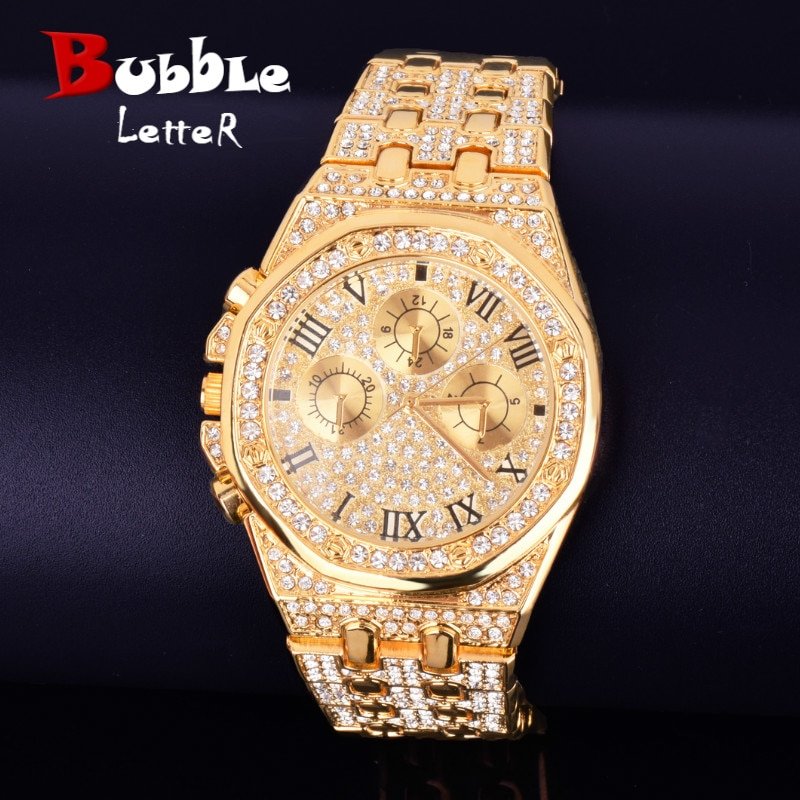 Gold Watch with Rhinestones - 1