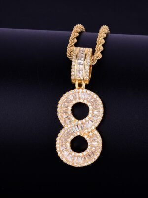 Gold Initial Pendant with Zirconia