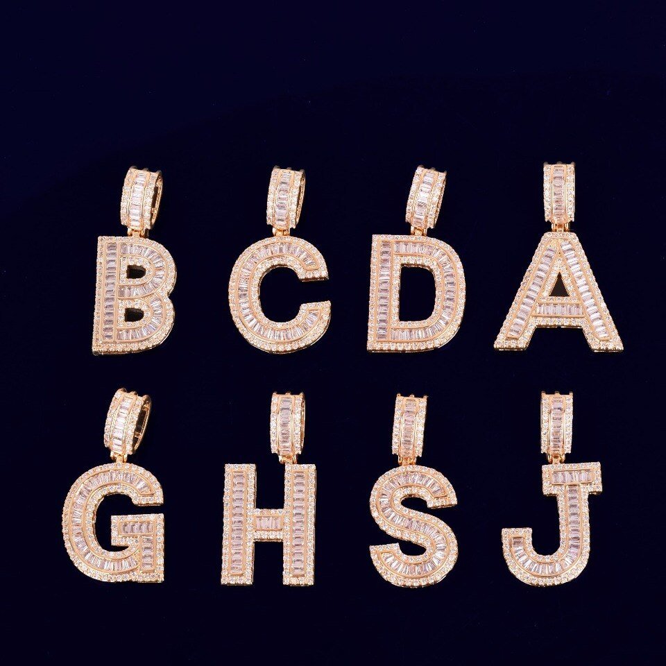 Tennis Chain Letter Necklace Set - 2