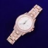 Round Watch with Large Dial and Rhinestones - 6