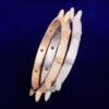 Copper Rivet Letter Bracelet with Zircons