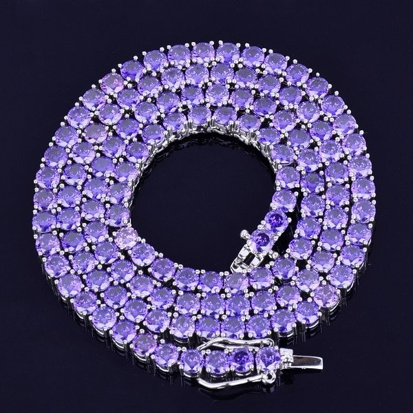 Collier Tennis Violet Lettres Doré - 5