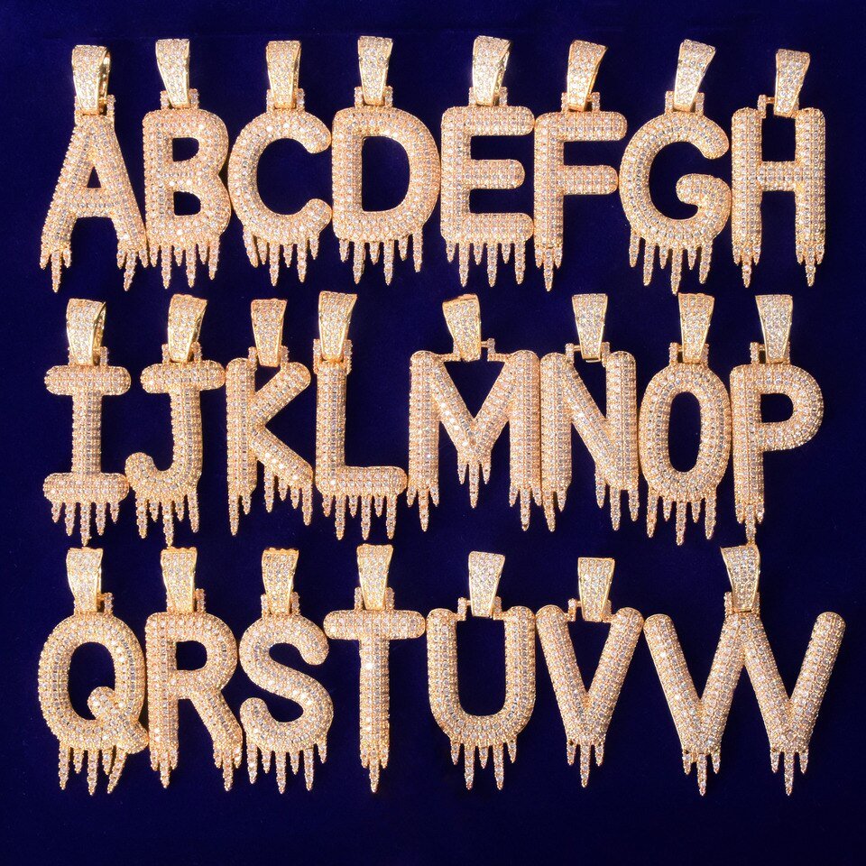 Droplet Letter Pendant with Tennis Chain - 4