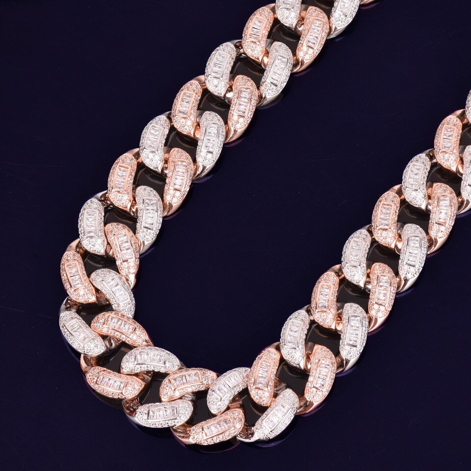 Cuban Link Chain Necklace with Baguette Letters - 4