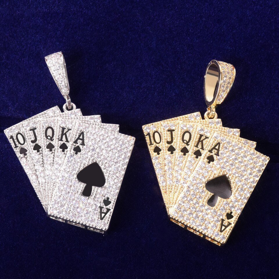 Poker Card Pendant Necklace with Cubic Zirconia - 3