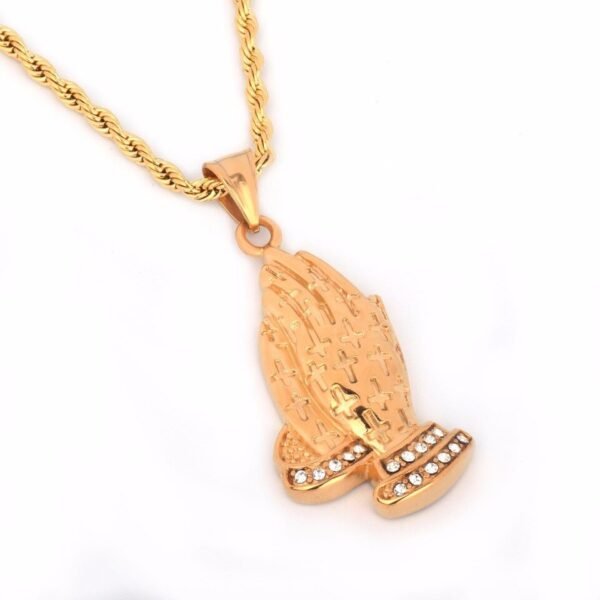 Pendentif Mains en Prière en Acier Inoxydable - 4