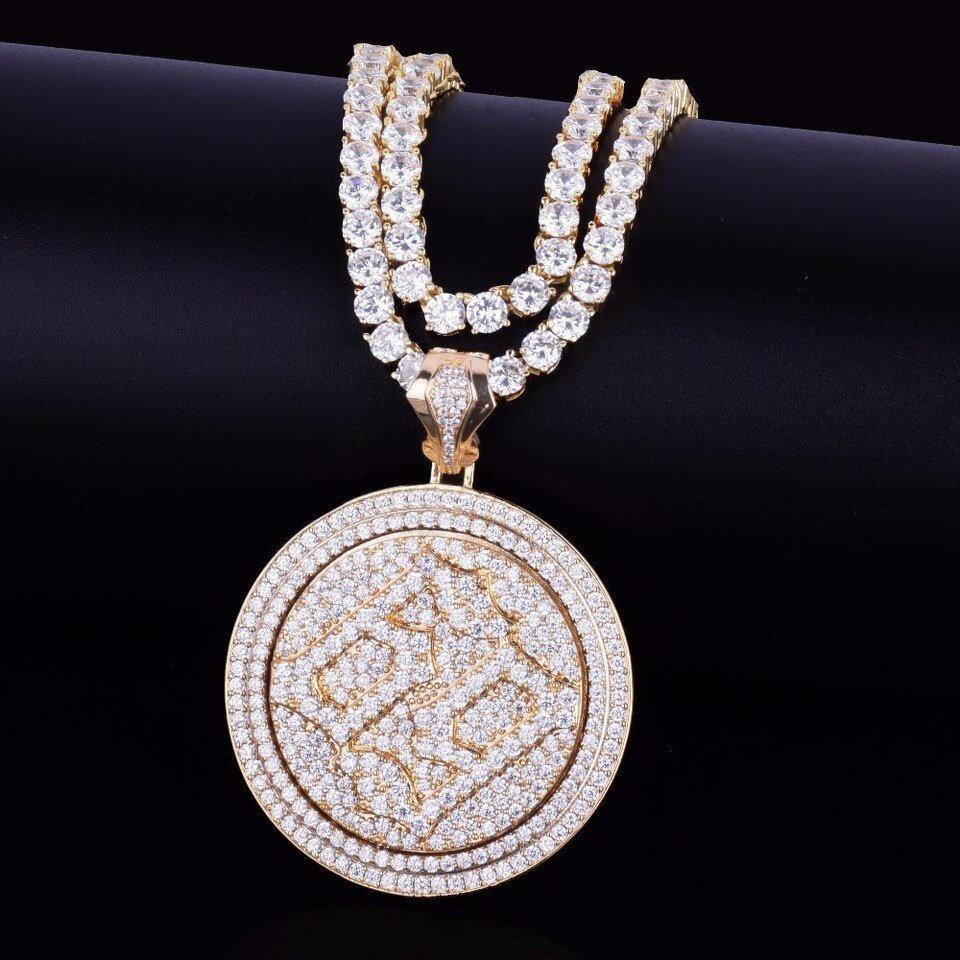 Collier Pendentif Rotatif en Zircon pour Hommes