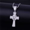 Pendentif Croix avec Tête de Lion Dorée - 7