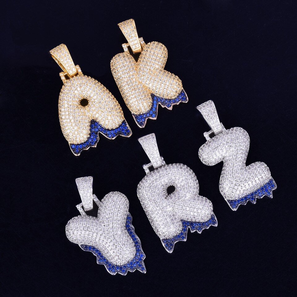 Dripping Blue Letter Necklace - 1