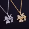 Gold Rhinestone AK47 Necklace