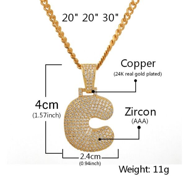 Collier Initiale Lettres Bombées en Cuivre - 2
