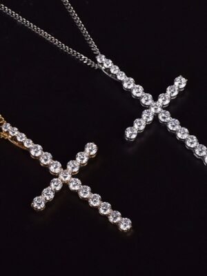 Gold Zircon Cross Pendant