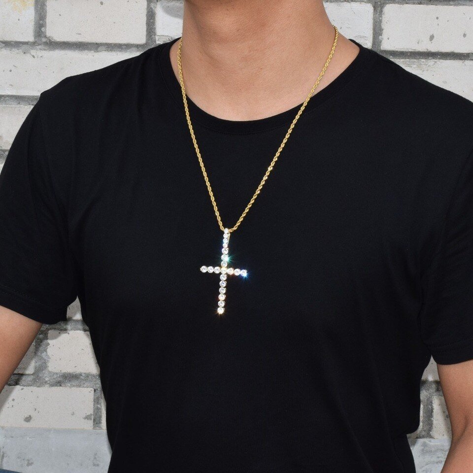 Gold Zircon Cross Pendant - 5