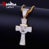 Pendentif Croix avec Tête de Lion Dorée - 1