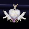 Gold Heart Gun Pendant Necklace