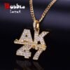 Gold Rhinestone AK47 Necklace - 2