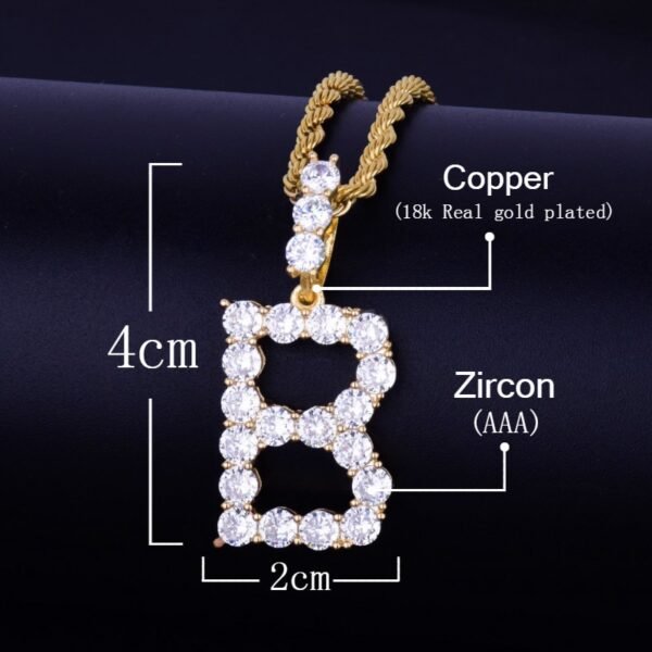 Collier & Pendentif Lettres en Zircon - 5