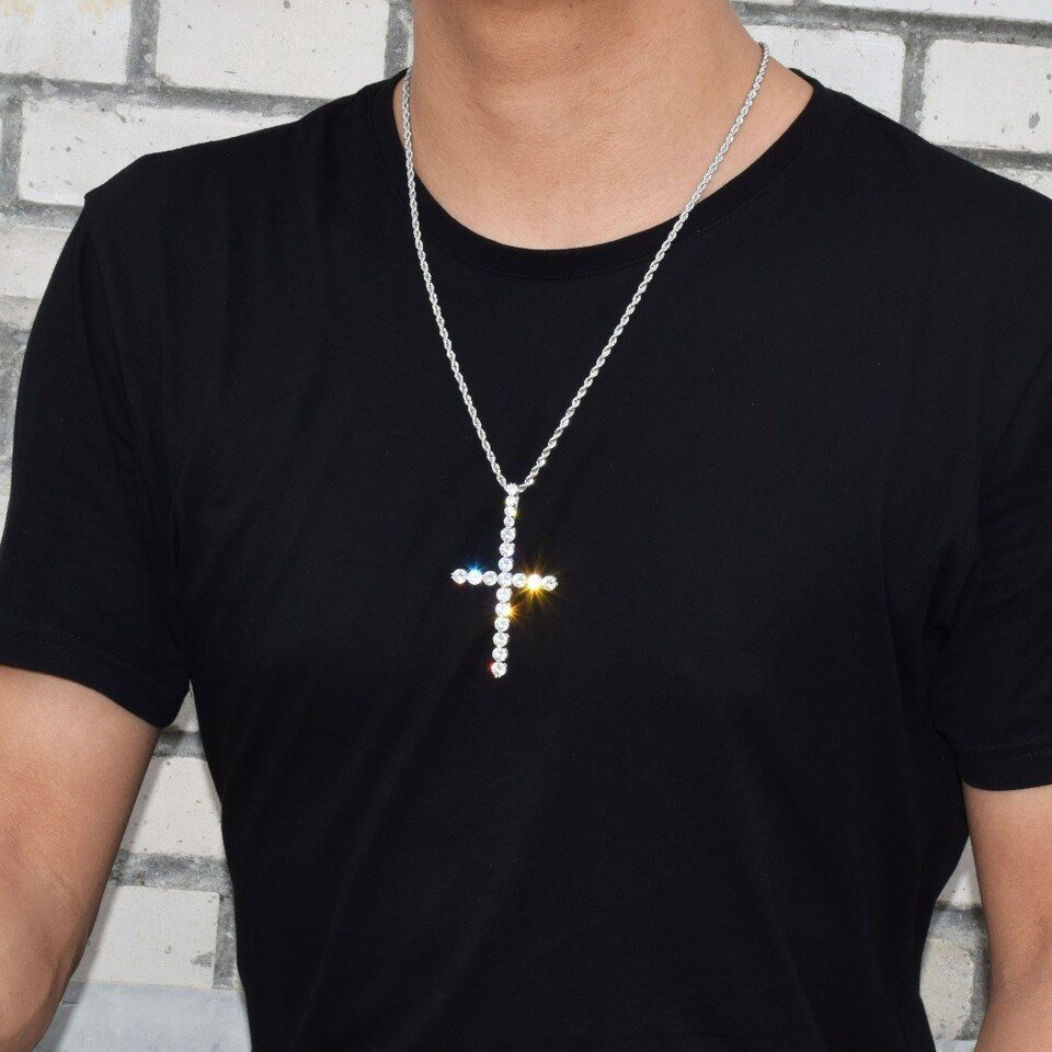 Gold Zircon Cross Pendant - 4