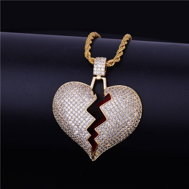Broken Heart Letter Necklace Gold - 5