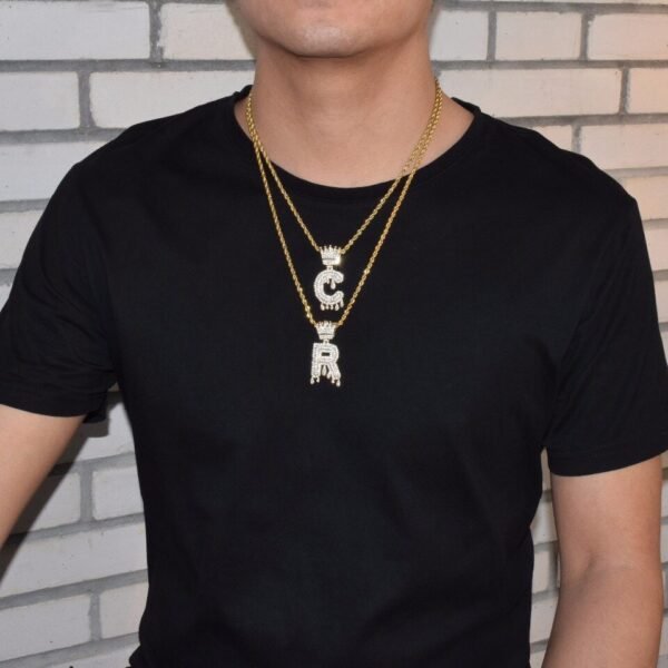 Collier lettres initiales avec couronne - 4
