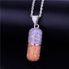 Gold Pill Necklace with Zircon - 7