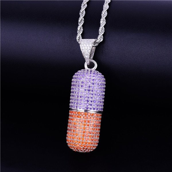 Collier Pilule Doré Zircon - 7