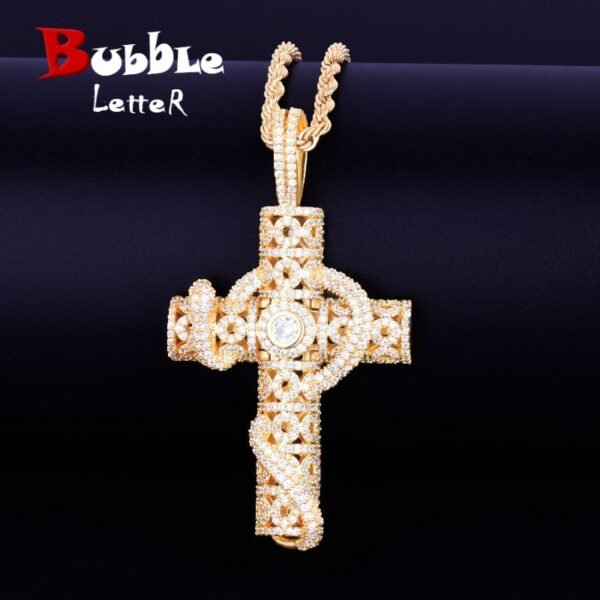Collier Serpent Croix Doré Zircon - 1