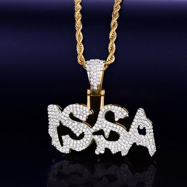 Collier Pendentif Lettres Doré