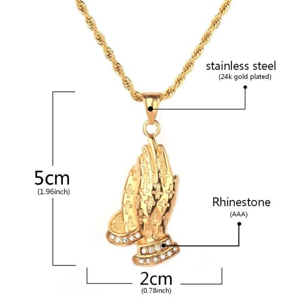 Pendentif Mains en Prière en Acier Inoxydable - 3