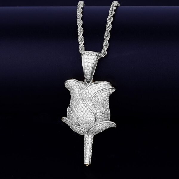 Collier avec pendentif rose pour hommes orné de zircon cubique - 6