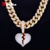 Pendentif Cœur Brisé Doré en Zircon - 1