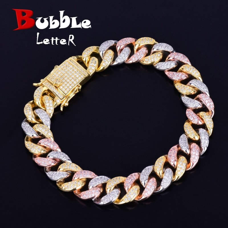 Bracelet Chaîne Cubaine Multicolore 12MM - 2