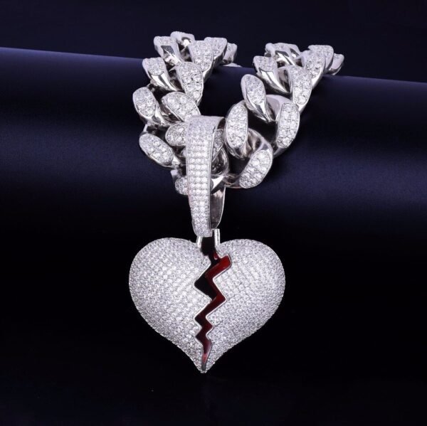 Pendentif Cœur Brisé Doré en Zircon - 7
