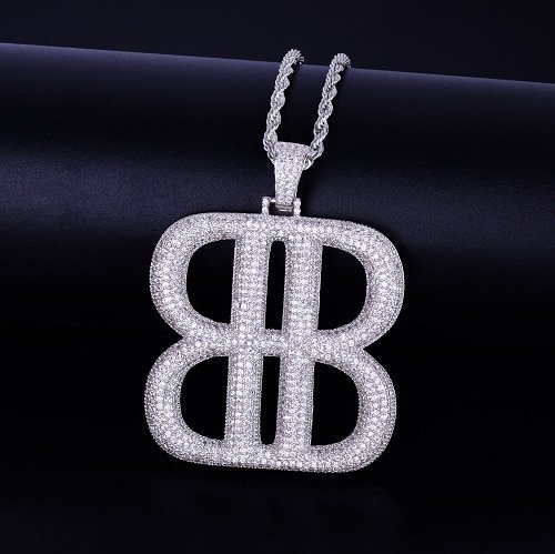 Pendentif Double B en Zircon - 7