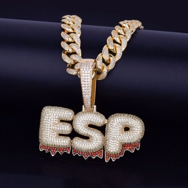 Collier Prénom Homme Lettres Bombées Rouge Doré - 2